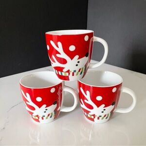 SET of 3 Espresso Reindeer Mugs by Crate&Barrel